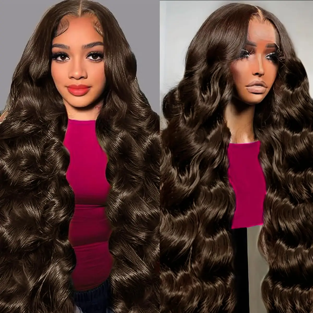 

Chocolate Brown Lace Front Wig Human Hair 34 Inch 13x4 Hd Lace Front Wigs Human Hair Body Wave Frontal Wigs Human Hair