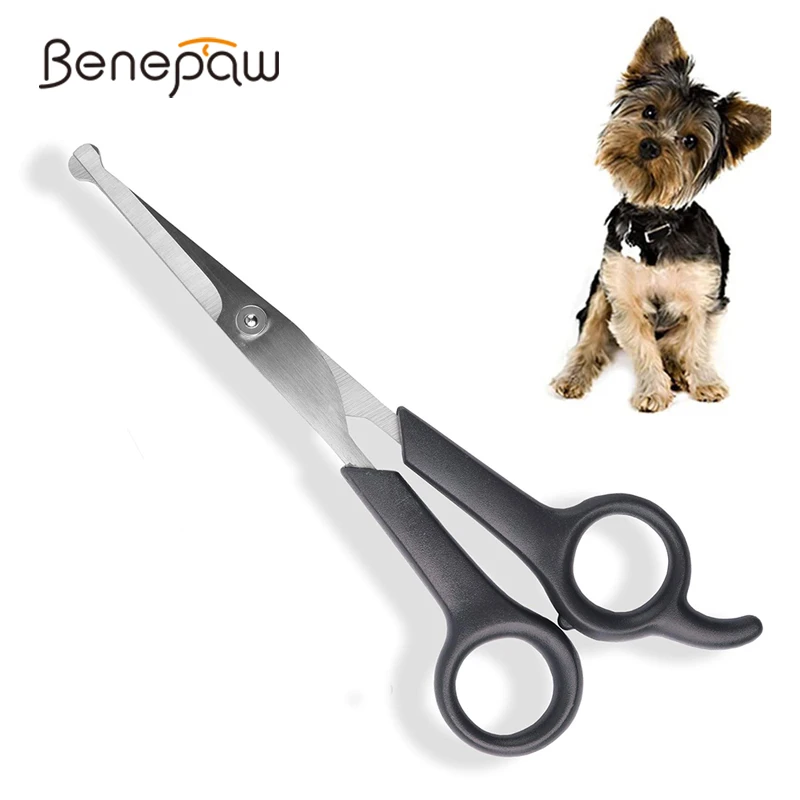 Benepaw Stainless Steel Pet Grooming Scissors Durable Rounded Tips Shears Lightweight Ergonomic Grip Body Face Cutter Blades