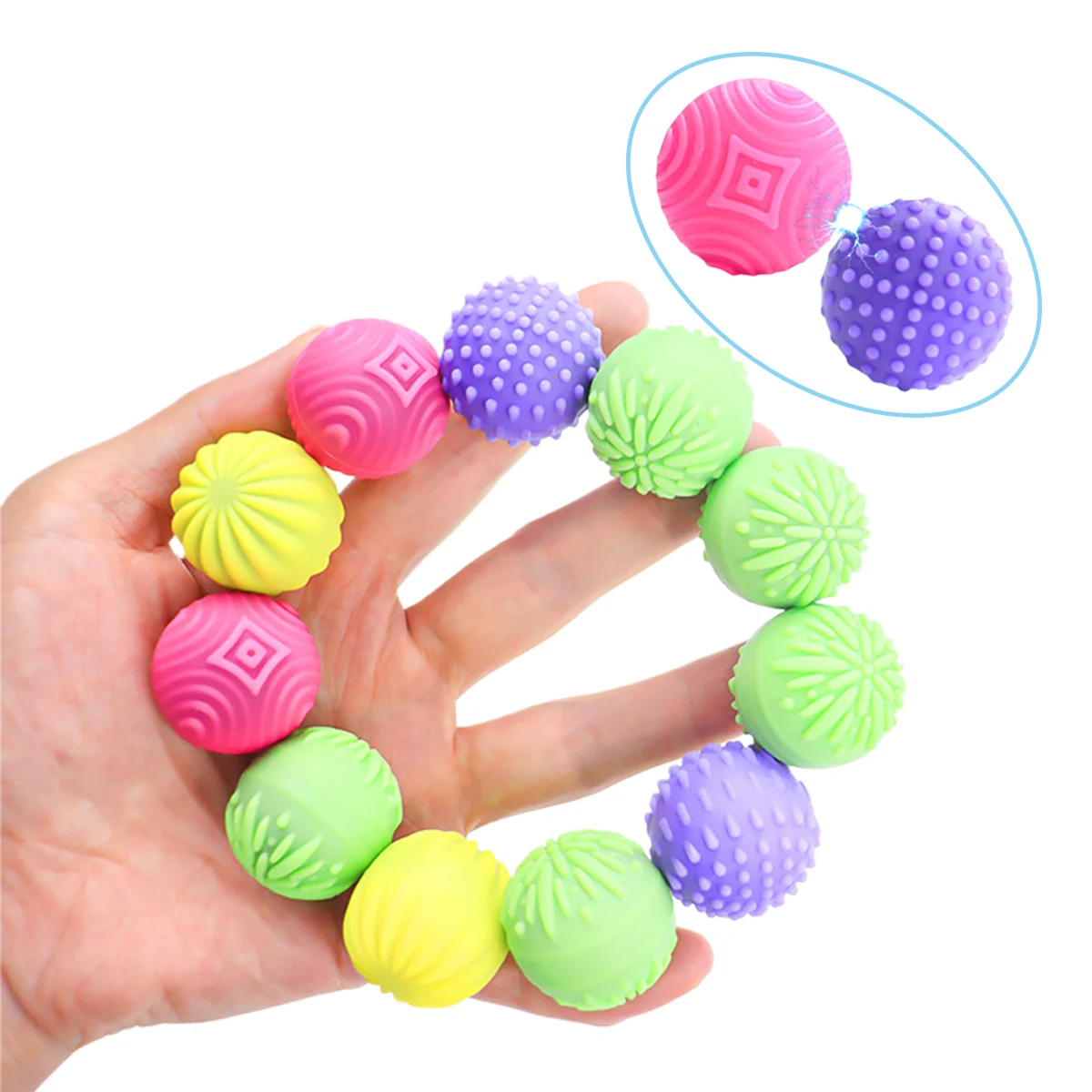 4Pcs Elastic Silicone Texture Magnetic Ball Fidget Toys, Relieves Stress for Adults, Sensory toys for Autism Kids Calming Down