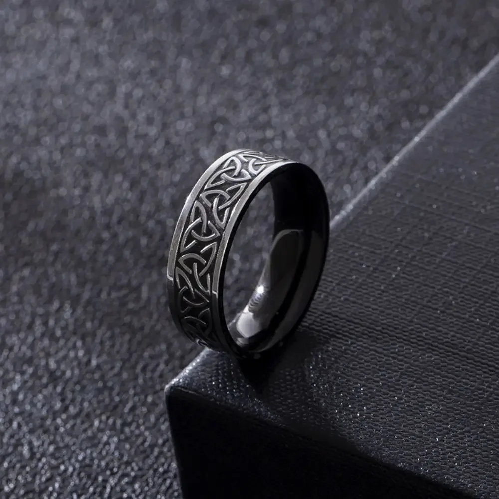 Retro Stainless Steel Viking Celtic Knot Rune Rings Titanium Steel Personality Rings For Men Women Jewelry Accessory