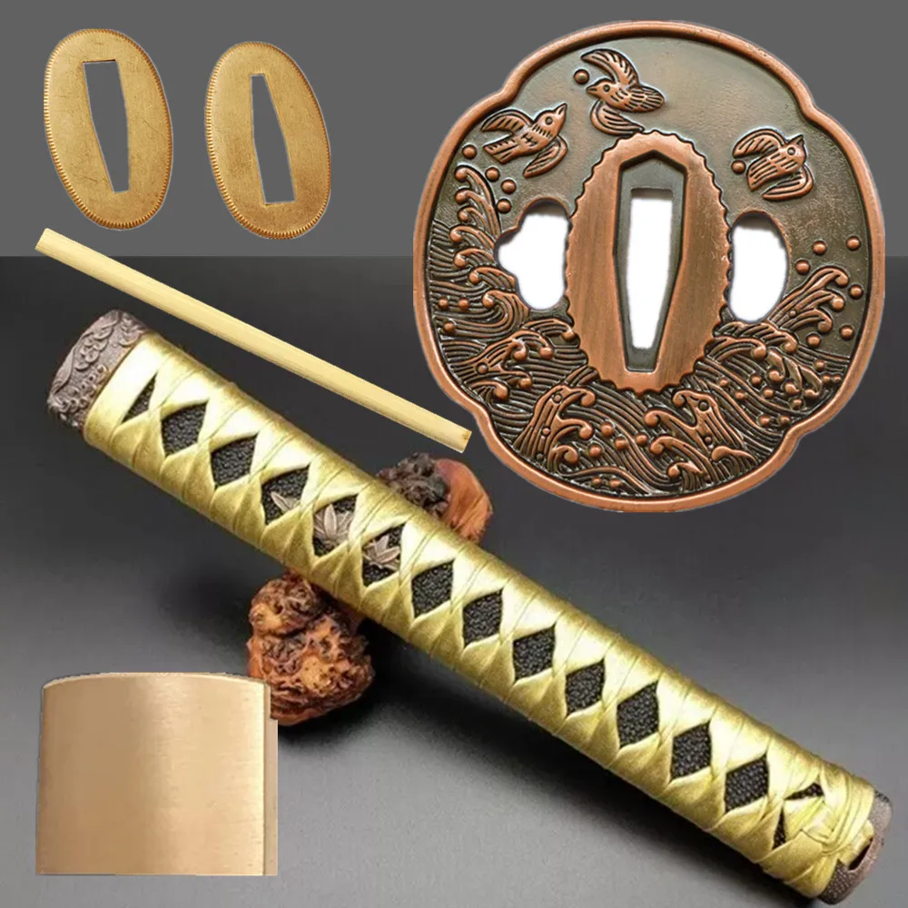A Set Guard For Japanese Samurai Katana/Wakizashi Sword Handle Accessory Tsuba+Menuki+Fuchi+Kashira+Habaki+Seppa Fittings