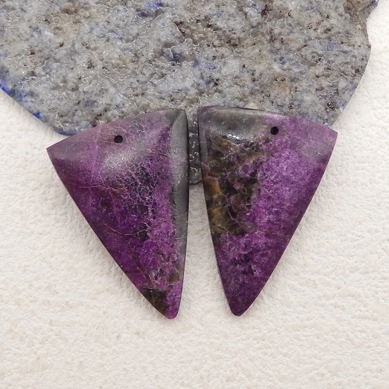 Natural Stone Triangle Earrings For Women Handmade African Purple Stone Statement Earrings Party Gifts DIY Jewelry 30x21x4mm 6g