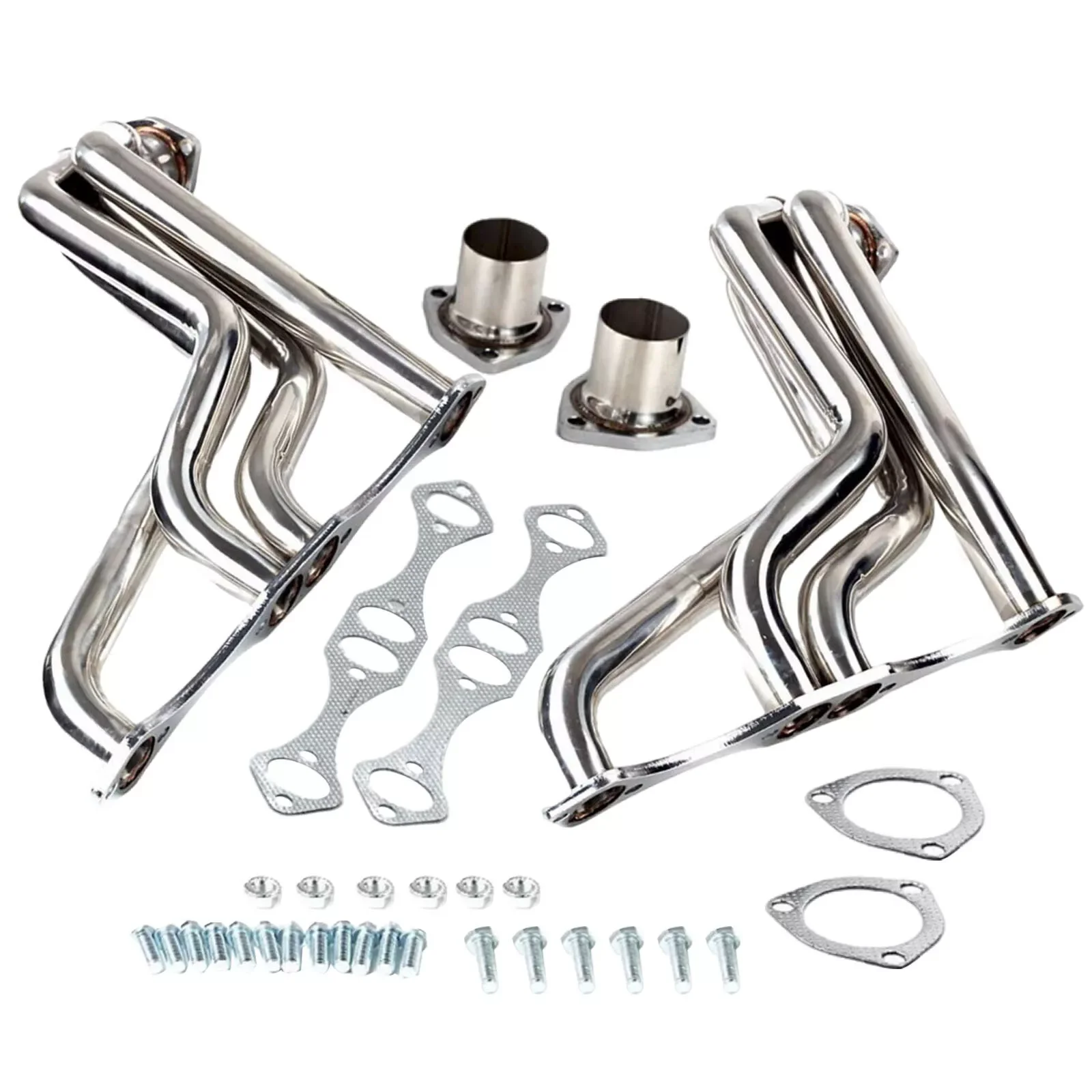 Stainless Fat FENDERWELL Exhaust Header MUFFLER For Chevy Small Block V8 1935-1948