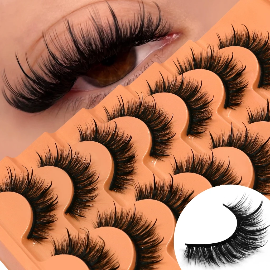 

VELTRINAY 3D Mink Lashes False Eyelashes Cat Eye Lashes Wispy Mink Eye Lash Fluffy Eyelash Manga Lashes Fake Lashes Makeup