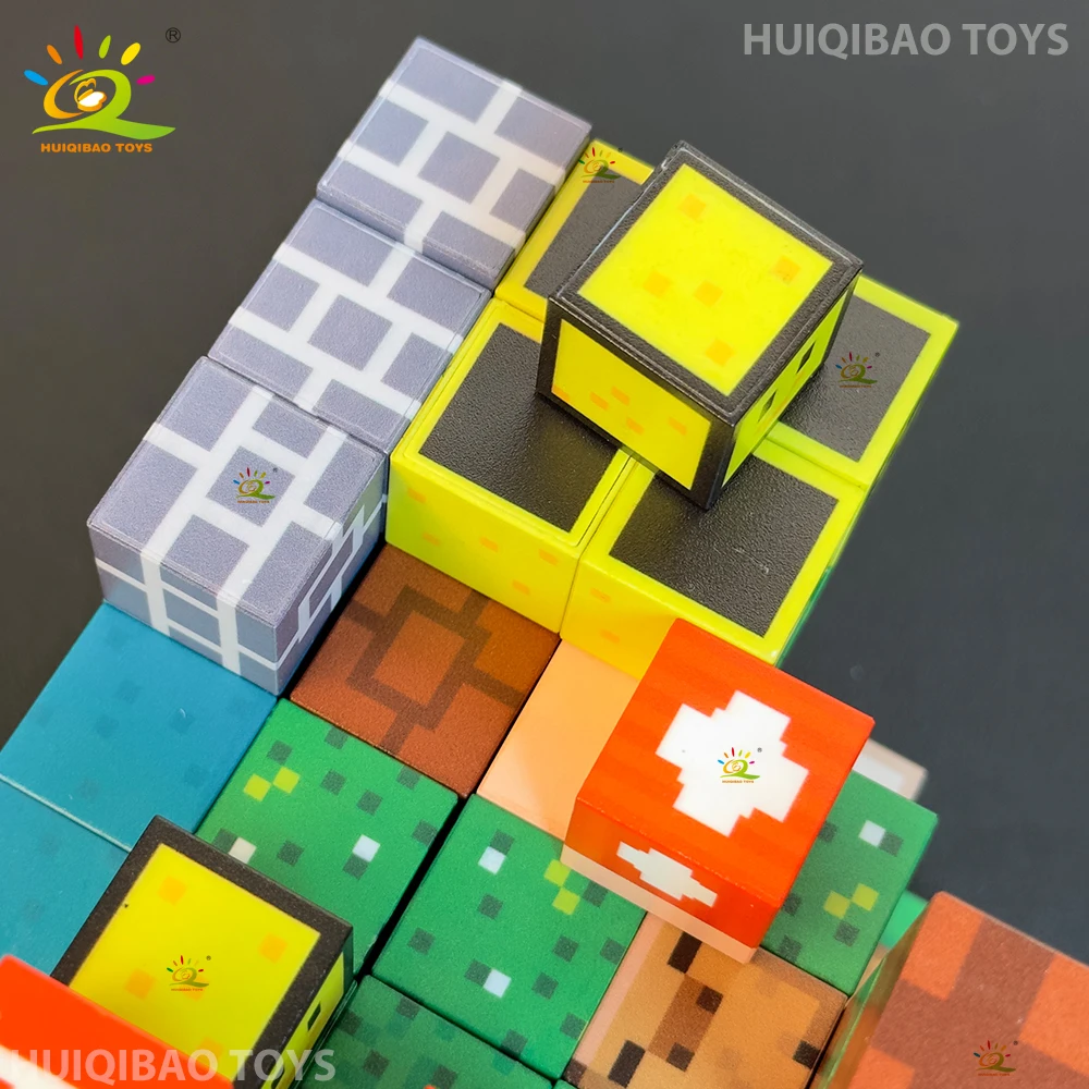 HUIQIBAO Blocs de construction magnétiques éducatifs STEM aléatoires de 50 à 300 pièces pour enfants, garçons et filles, puzzle DIY, cube magnétique sensoriel, cadeau