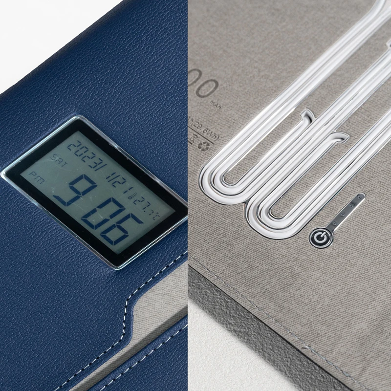 Business Multi-Function Charging Notebook 8000mAh Wireless Charging Notepad A5 Clock Notebook Loose Leaf Book for Student Office