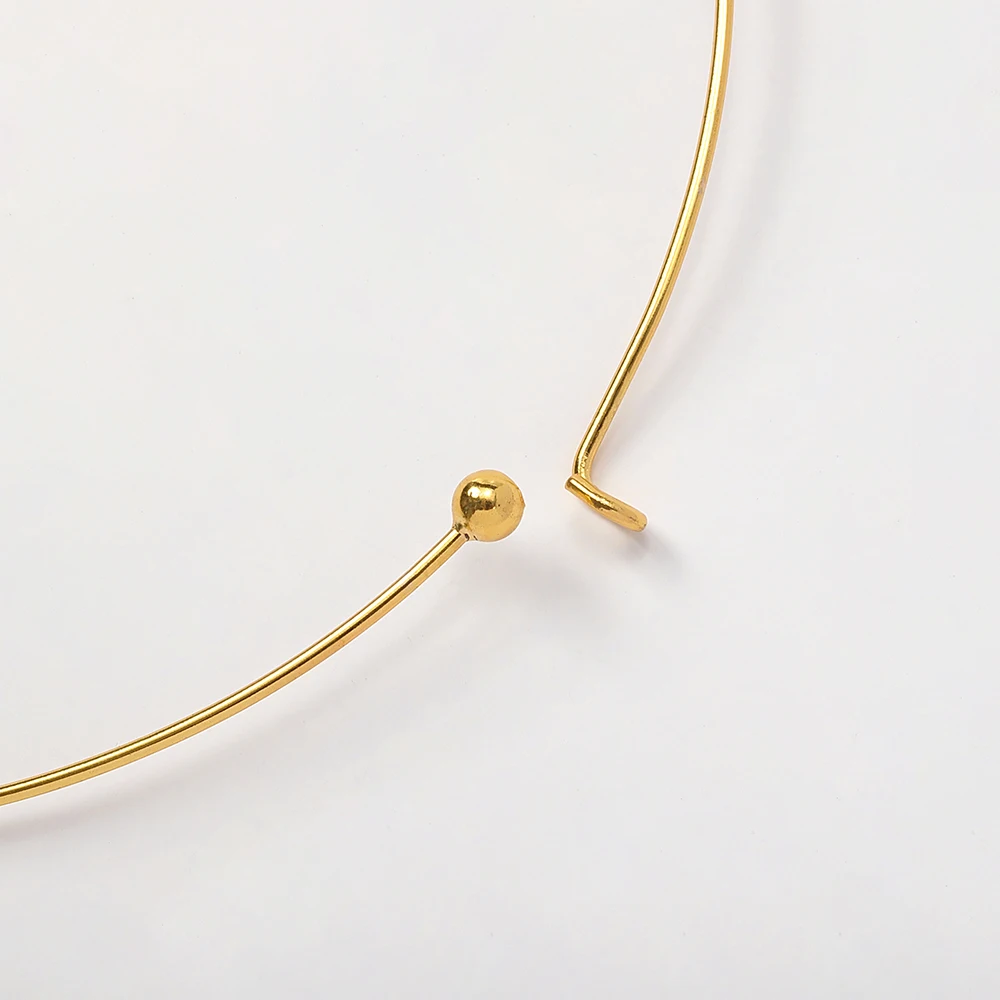 1pc Copper Wire Hoop Adjustable Necklaces Bezel with Easy Clasp For DIY Jewelry Making Women Choker Collar 130mm Ring Accessory
