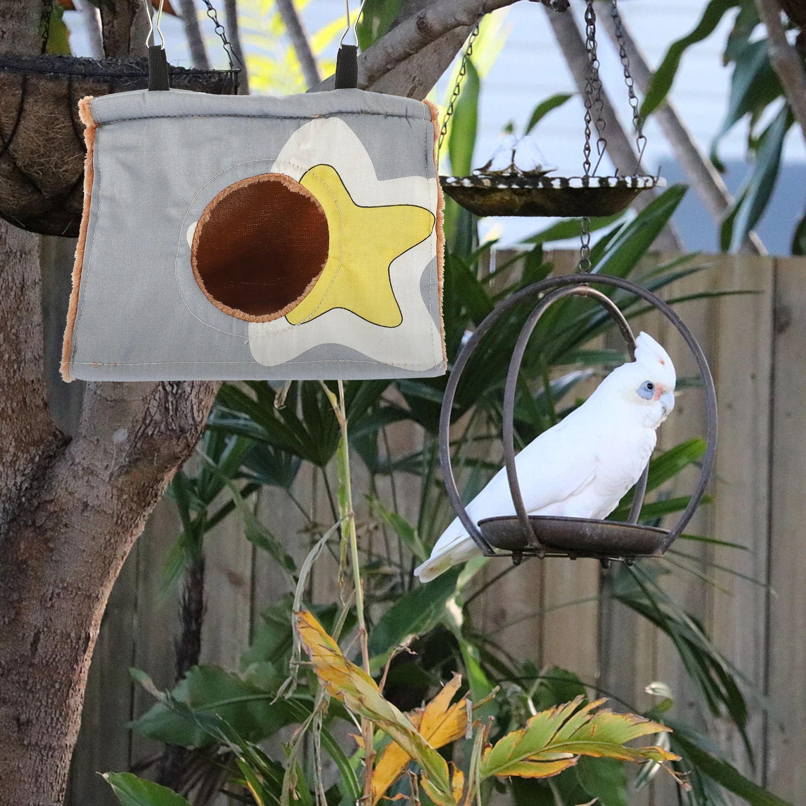 

Winter Warm Bird Cozy Hammock Bed for Cages Hanging Gray Thick Small Hole Reusable Parakeet Sleeping Place Bird House