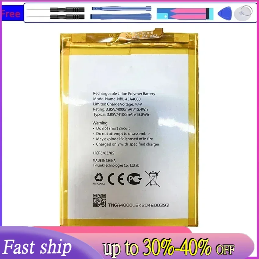 4100mAh NBL-43A4000 NBL 43A4000 Battery For TP-Link Neffos X 20 X20 Pro X20pro X 20pro TP7071A TP9131A Mobile Phone Bateria ACCU