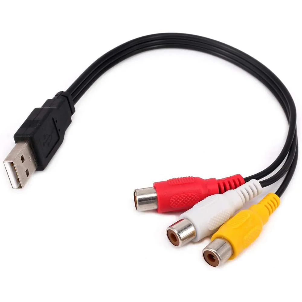 بطاقة التقاط الصوت والفيديو AV مركب محول كابل الحبل للكمبيوتر ، ماك ، AV ، HDD كابل USB إلى 3RCA ، USB A 2.0 ذكر إلى 3 RCA أنثى