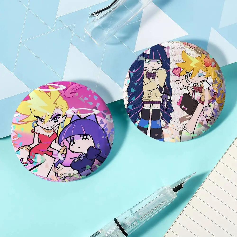 Cartoon Cartoon P-Panty n S-Stocking Laser Badge Round Exquisite Brooches Creative Pins for Clothes Hat Accessories