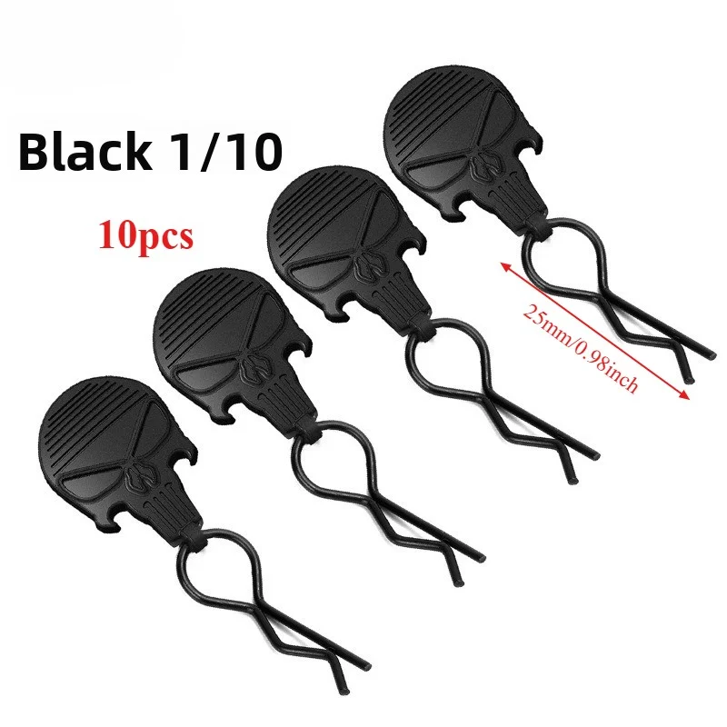 10 clips universales para carrocería de coche RC con lengüetas de tracción, pines R blancos o negros para escala 1/8/10/16 Losi Arrma Axial y todos los 1/8 Redcat HPI HSP