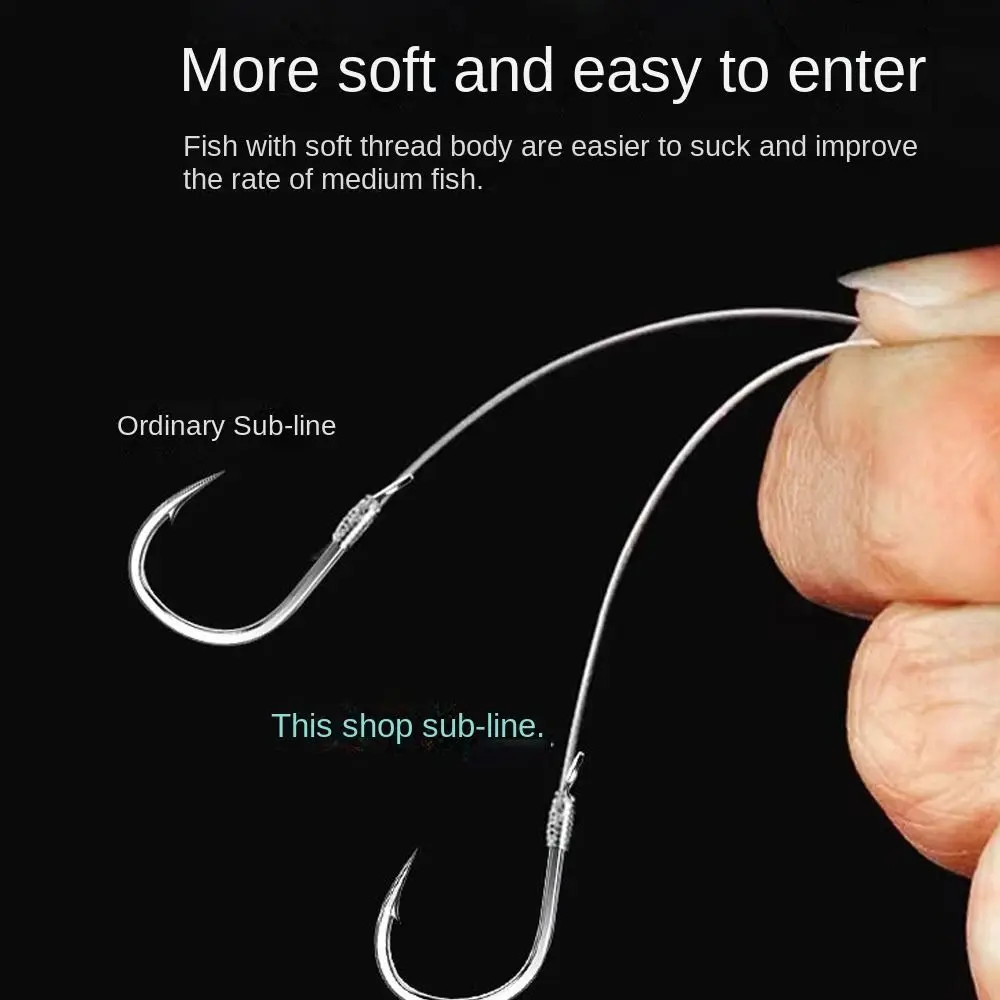 High Quality Tie Off Fine Packaging Fishing Hook Fishing Tackle Double Hook String Hook Handmade 20 Hook /10 Pair Soft Bait Hook