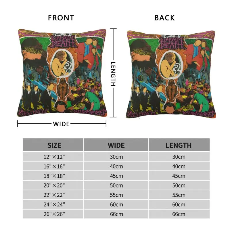 Custom Black Heavy Metal Band Napalm Death Grindcore Cushion Cover 45x45cm Velvet Pillow Case for Sofa Car Square Pillowcase