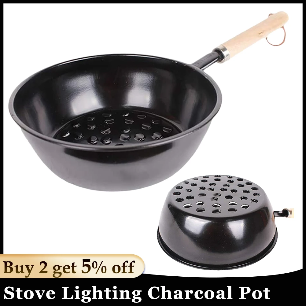 Charcoal Starter Pot Durable Charcoal Lighter Pot With Wooden Handle Charcoal Grill Starter For Portable Grills Dutch Ovens