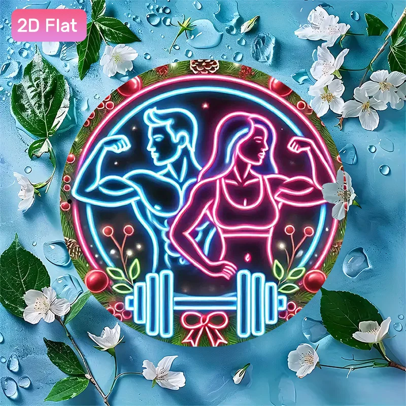 2D Flat, 1pc Retro Gym Neon Sign Compatible with Gym Logo - Vintage Aluminum Wall Plaque Suitable For, Garage, Club, Cafe - No N