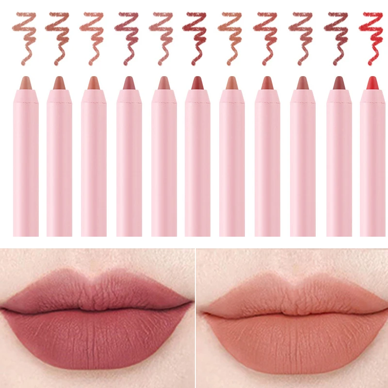 Matte Lip Liner Pencil Multicolor Waterproof Lip Contouring Makeup Lipstick Long Lasting Non-stick Cup Sexy Lipstick Cosmetics