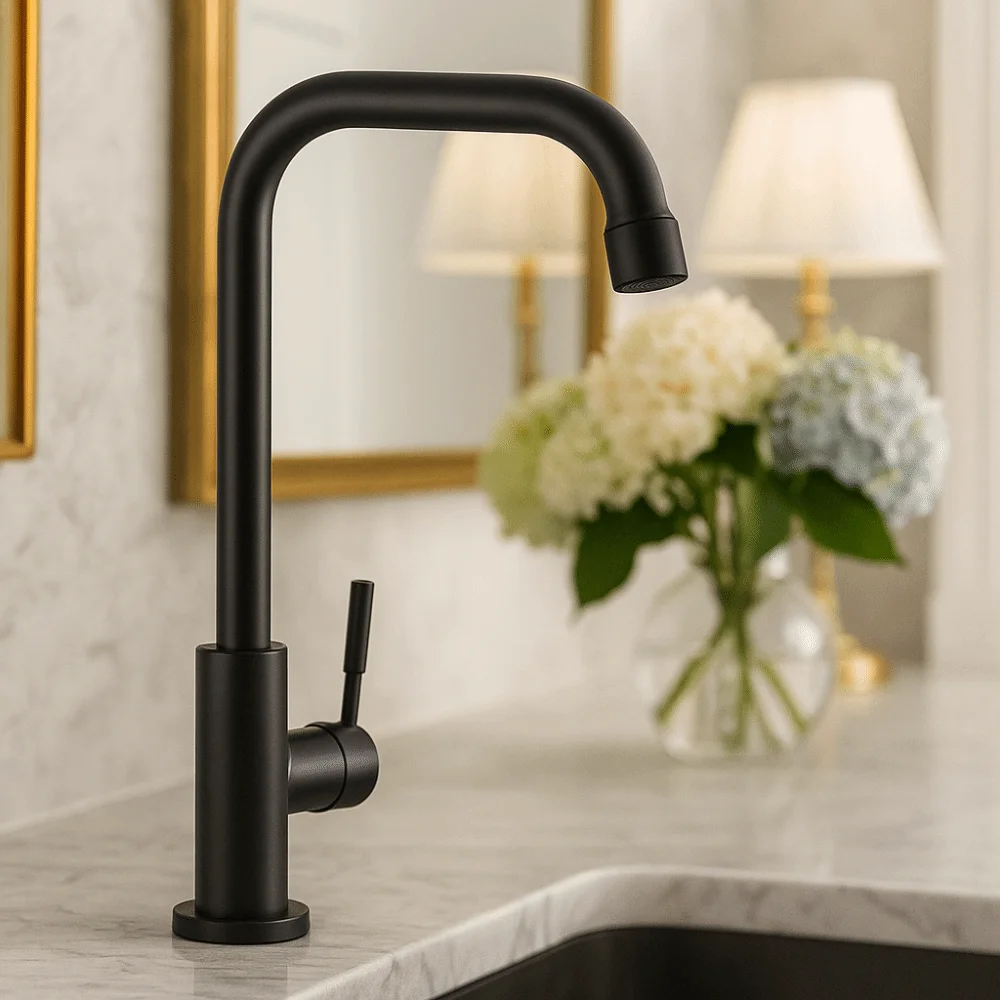 Stainless Steel Kitchen Faucet Convenient Universal Wall Mounted Faucet Wall-mounted Black Rotatable Spout Faucet Kitchen