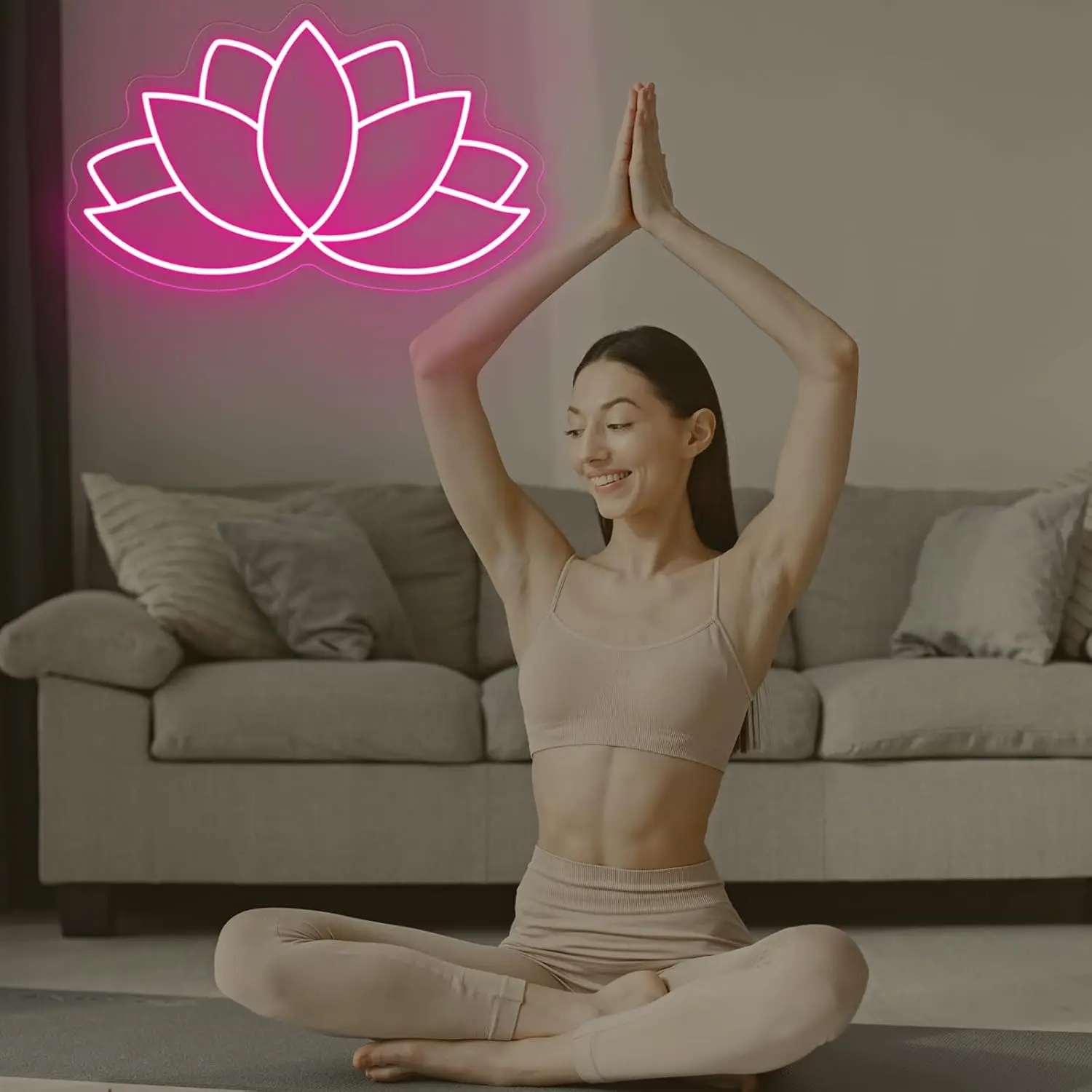 Pink Lotus Flower LED Neon Sign USB Powered Neon Light for Yoga Spa Bedroom Wedding Christmas Party Home Wall Art Decor Gift