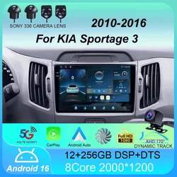 Android 16 Car Radio Wireless CarPlay Auto for KIA Sportage 3 2010-2015 2016 4G+WIFI Multimedia Video Player GPS 2din Autoradio