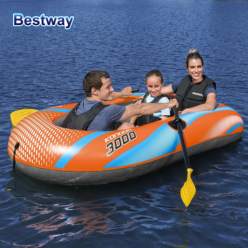 Bestway 61136/61140/61142/61146 1-3 Person Heavy Duty Inflatable Kayak - Long Lasting PVC Rafting Adventure Boat for Thrilling