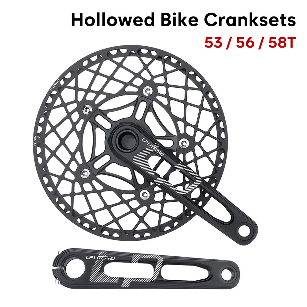 

Super Light Folding Bike Chainwheels Sets 53/56/58T Intergrated Hollowed Alloy Aluminum Small Wheel Bicycle Cranksets 170mm