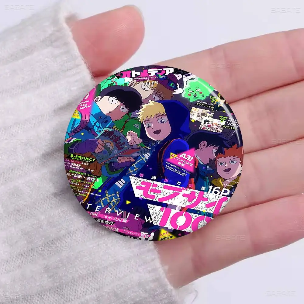 أنيمي الغوغاء النفسي 100 الإبداعية دبابيس مضحك وجه مبتسم جولة المفاجئة في بروش شارة ظهره قبعة اكسسوارات مجوهرات هدايا