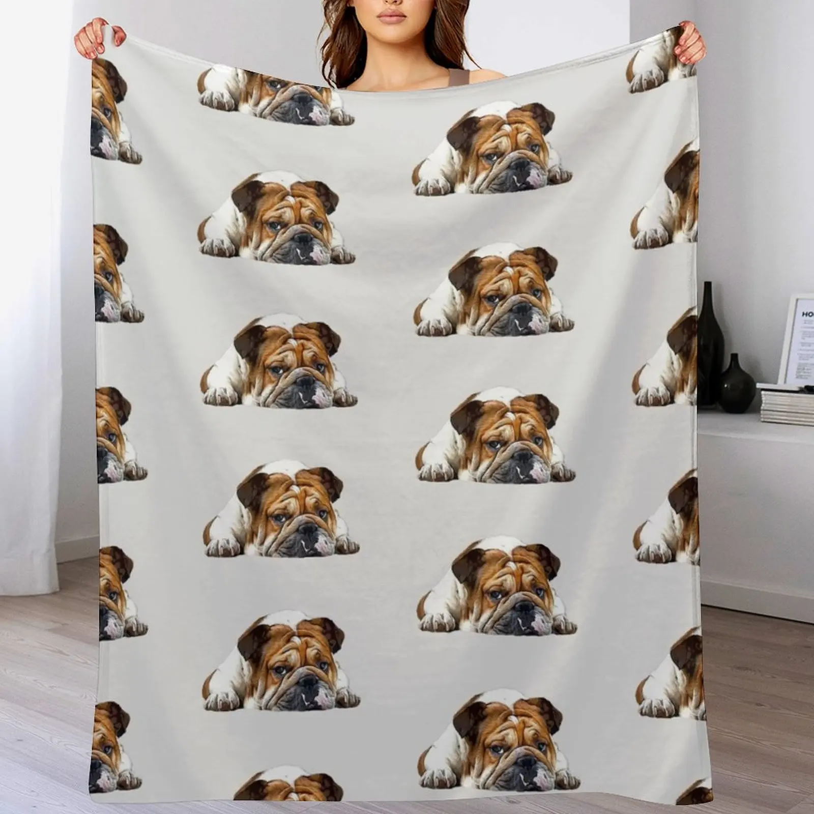 

English British Bulldog Throw Blanket Bed Fashionable Decorative Sofa For Baby Blankets