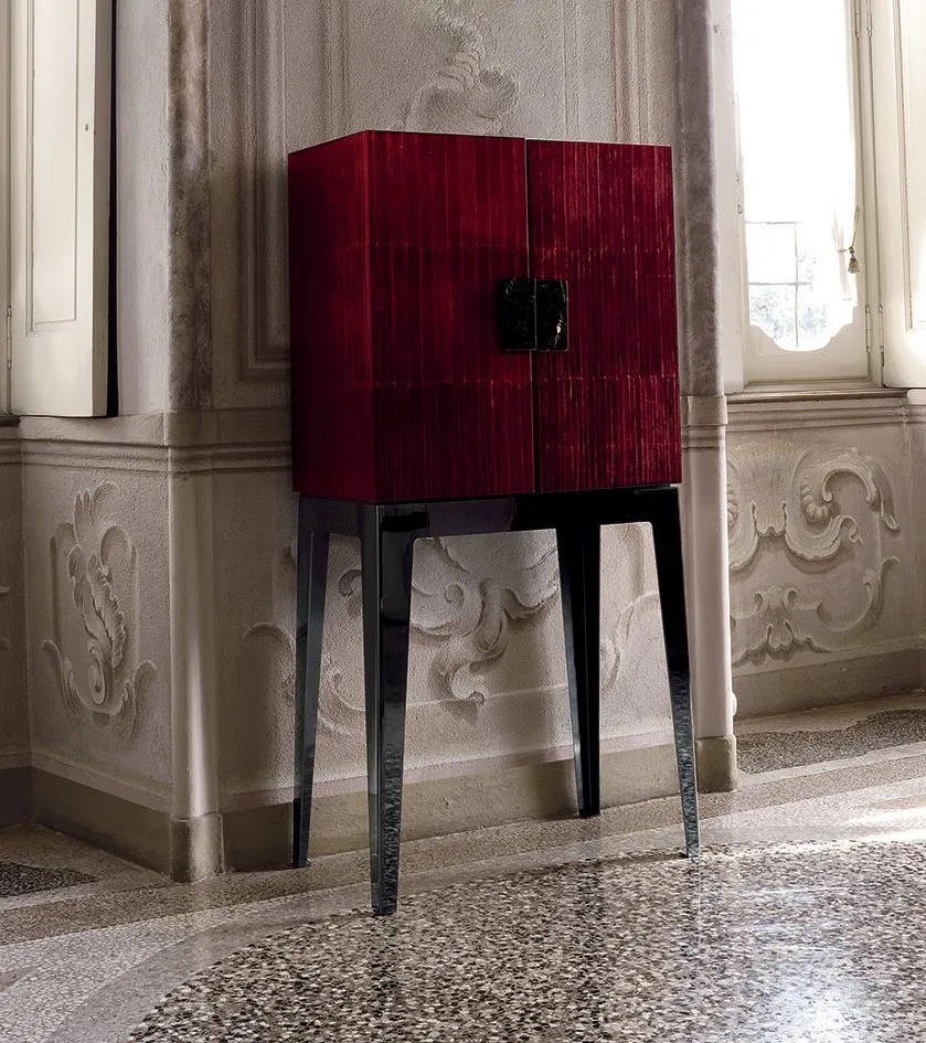 -For Factory Custom Luxury Design Plywood and Leather Stainless Steel Home Wine Cabinet Storage&