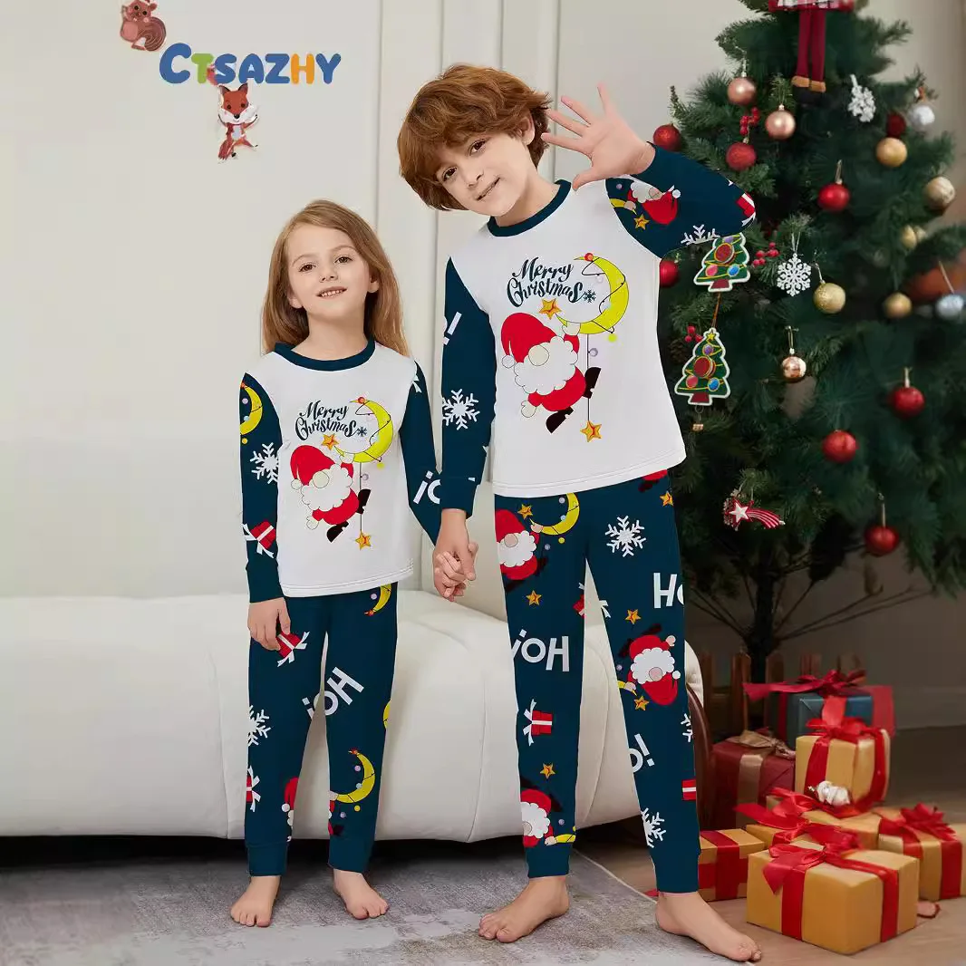 2025 New Christmas Family Matching Sets Pajamas Jumpsuit Father-Son Mother-Daughter Romper Moon Family Looking Outfits