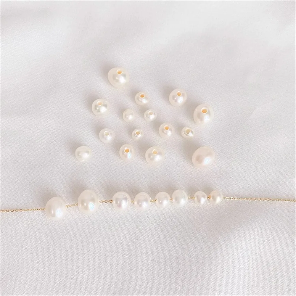 High-quality Natural Fresh Water Macroporous Near-round Beads Single Pearl Loose Beads Diy Handmade Necklace Material Accessorie