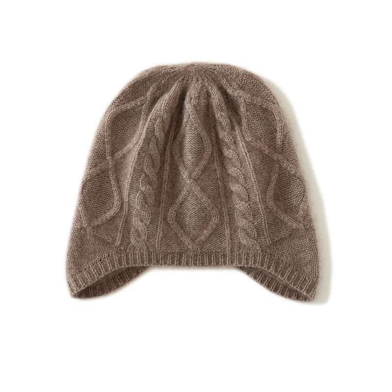 100% Pure Cashmere Knitted Pilot Hat Unisex Autumn Winter Warm Ear Protection Knitwear Stylish Fashion Accessory for Men And Wom