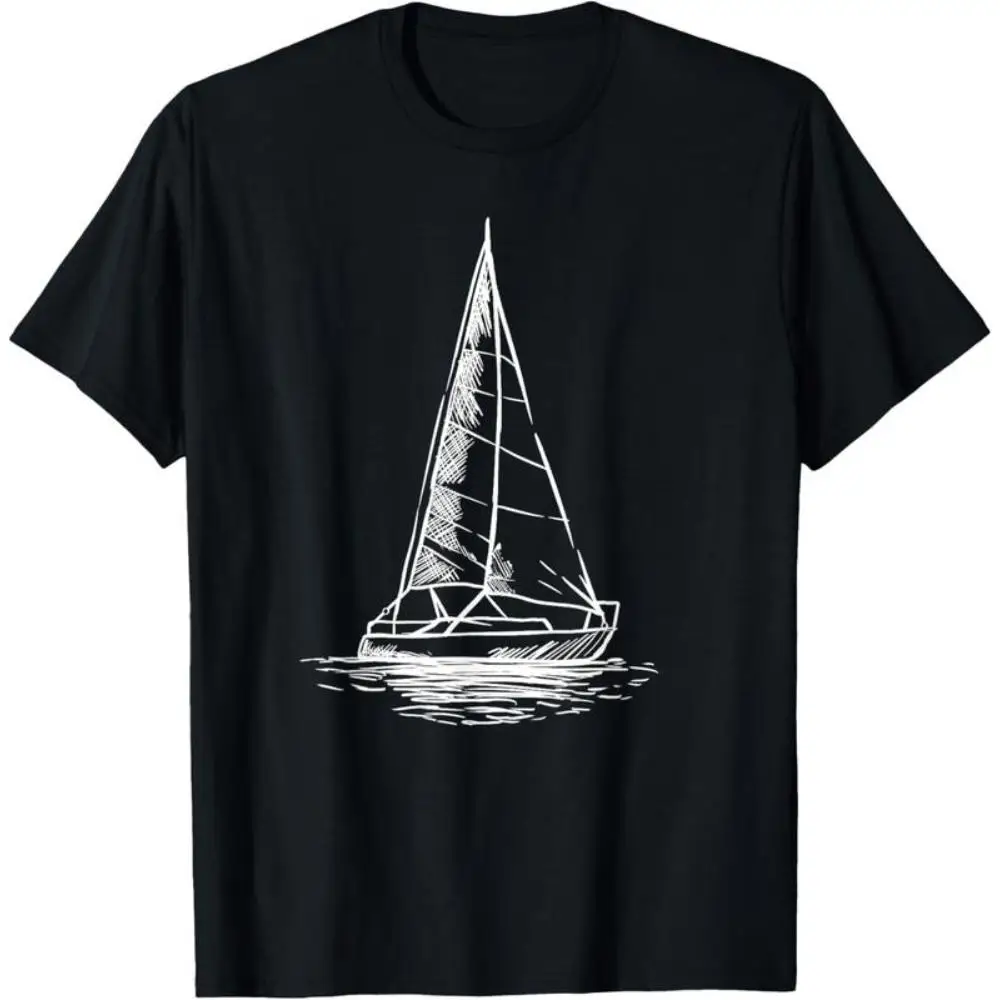 

Vintage Sailboat T-shirt Women Men Nautical Graphic Tee Boat Sailing Ship Print Classic Casual Cotton Oversized Tops