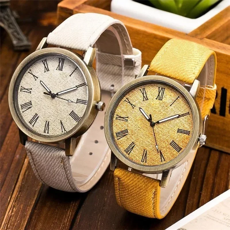 Neue Mode Männer Casual Quarzuhr Frauen Jean Stoff Lederband Kleid Uhren Relogio Feminino Damen Armbanduhr Hot Clock