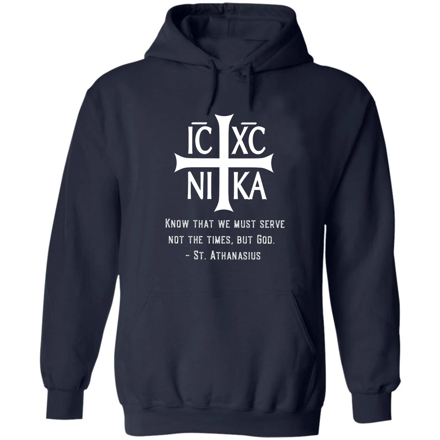 Eastern Orthodox IC XC NIKA Cross Inscriptions Christian Pullover Hoodie 100% Cotton Comfortable Casual Mens Sweatshirt