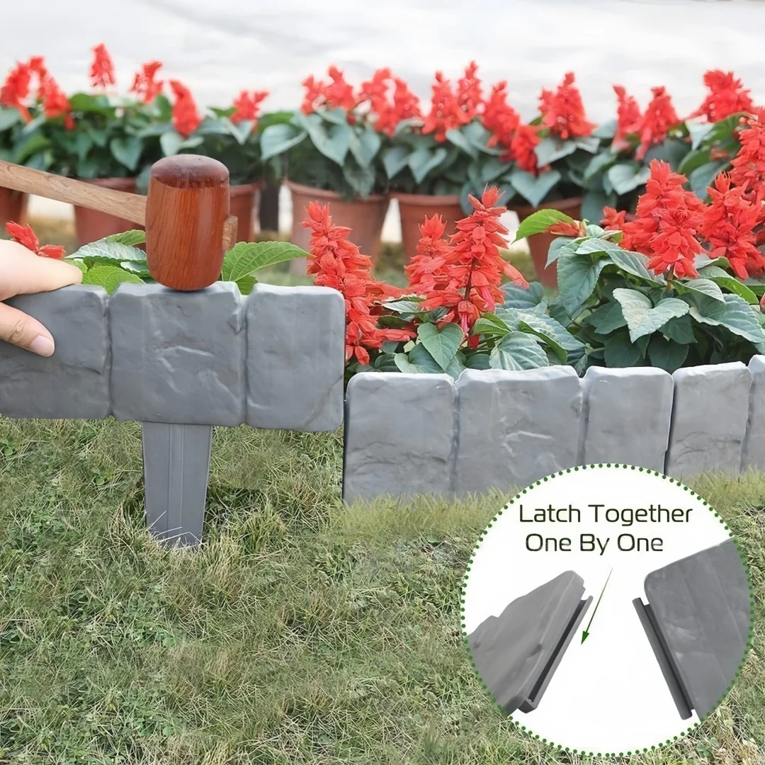 20/10 Stück Kunststoffzaun, Gartenzaun, Faltbarer Outdoor-Steinimitatzaun für Treppen – Detail 5