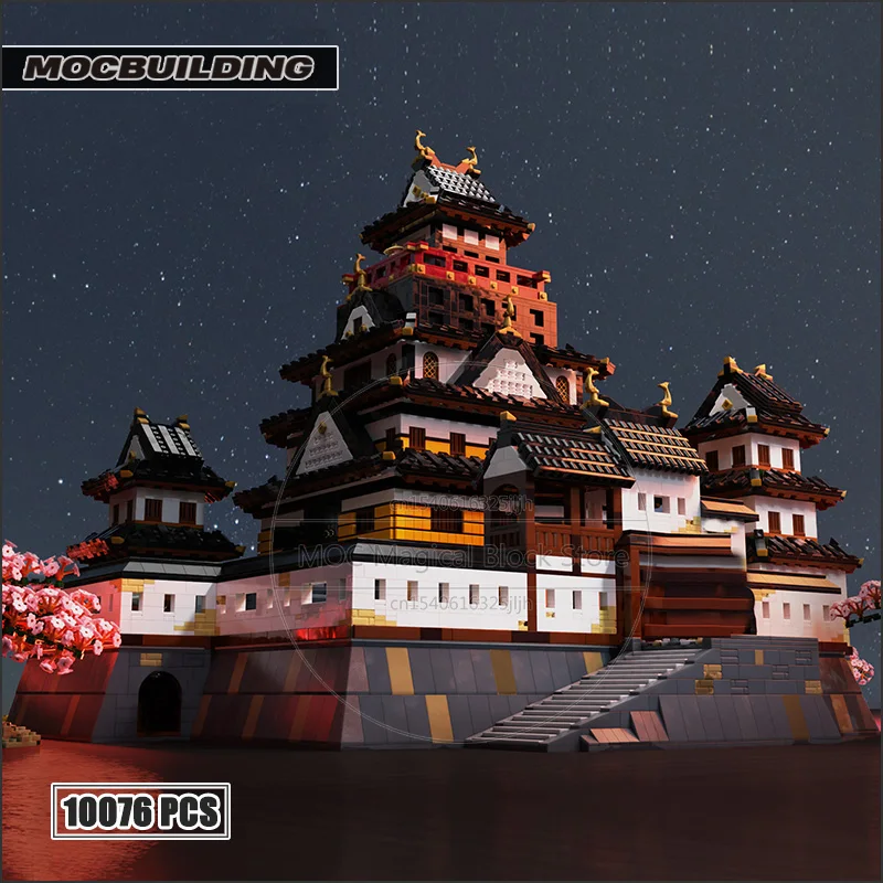 Medieval Japan Shogun Castle MOC Building Blocks Famous Architecture Sets Technology Bricks DIY Assembly Collection Model Toys