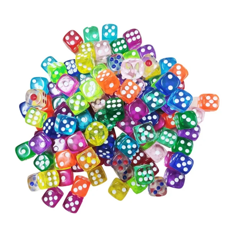 9pcs Clear Dice 14/16mm Random Color Clear/Solid Dice Set For table games, gambling and recreational gatherings.