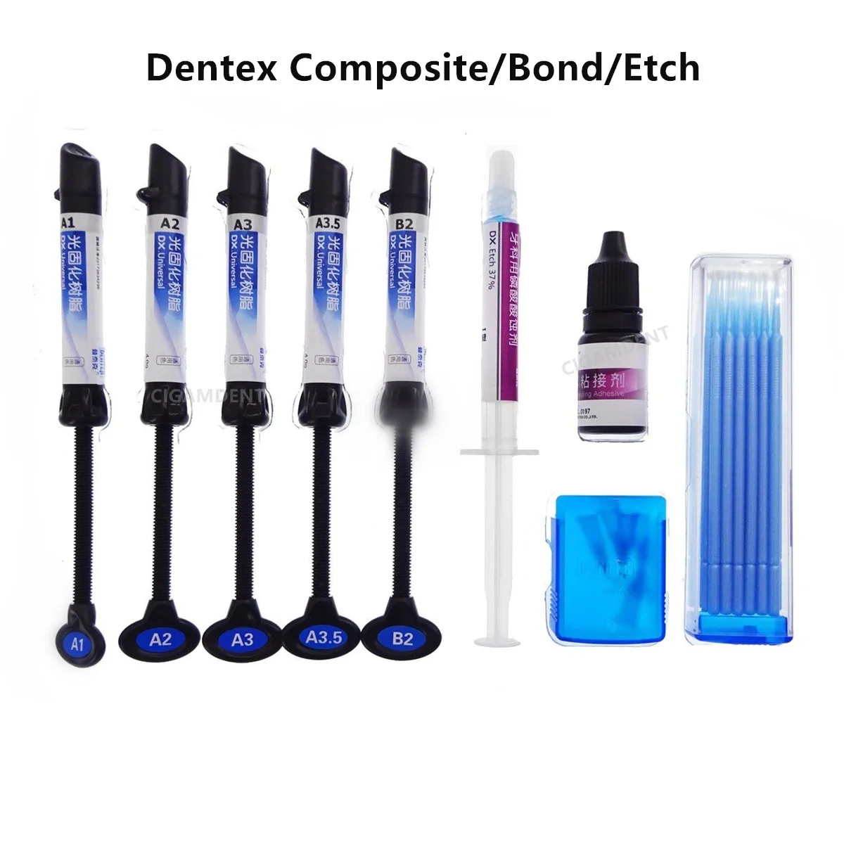 Dentex Dental Nano Hybrid Composite Resin Light Cure Bond Orthodontic Adhesive Bonding Agent Acid Etching Gel A1 A2 A3 A3.5 B1