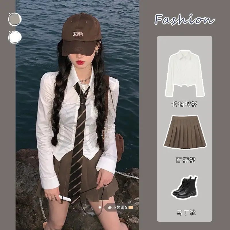 Japanese Jk Uniform Suit women's Spring High Waist Improved Jk Uniform Set Lady Daily Fashion  Korea Imporved School Uniform