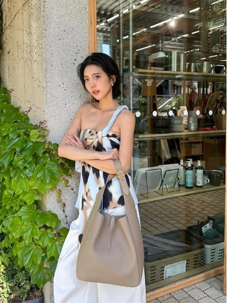 Yedinas Design Strapless Top Bohemian Korean Fashion Patchwork Summer 2024 Camisole Off Shoulder Knot Ribbon Tank Tops Y2k Tanks