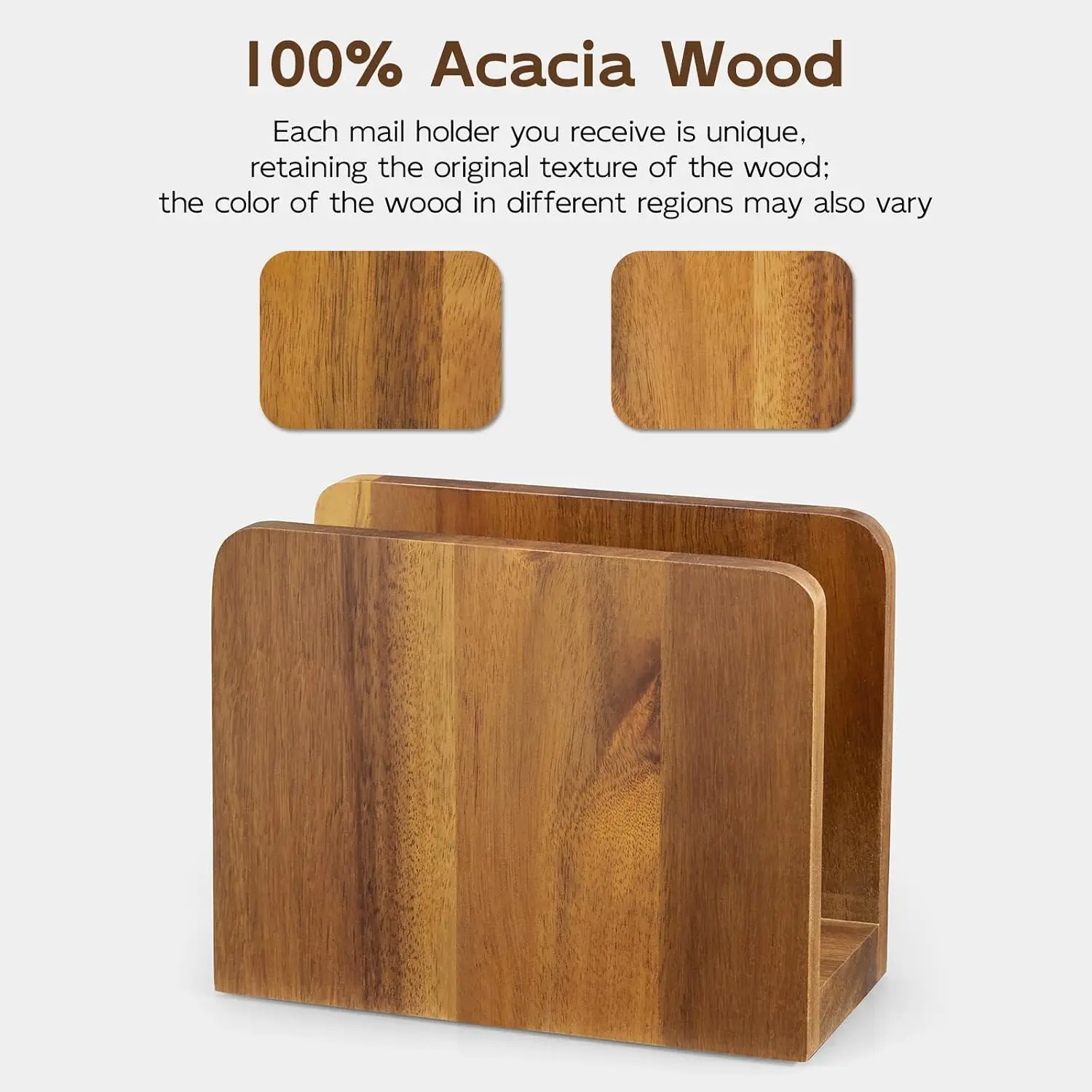 Acacia Wood Mail Organizer for Desk, Letter Holder for Countertop, Small Envelope Holder, Home Office Desk Accessories view 4