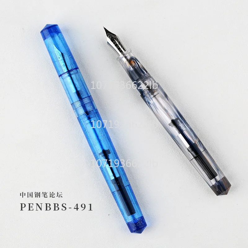 PENBBS 491 Resin Acrylic Fountain Pen With Clip F 0.5mm Hand Crafted Nib Business Office Writing Ink Pens Office Supplies