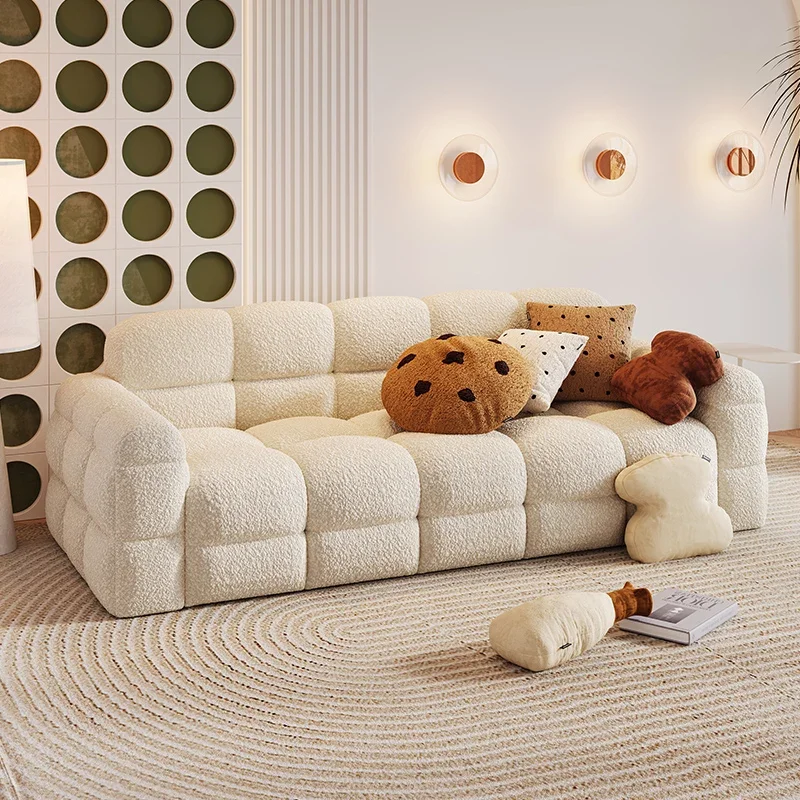 

Cute Simple Lazy Sofa Chair Filling Soft White Individual Loveseat Sofa Puffs Floor Sofy Do Salonu Living Room Furniture