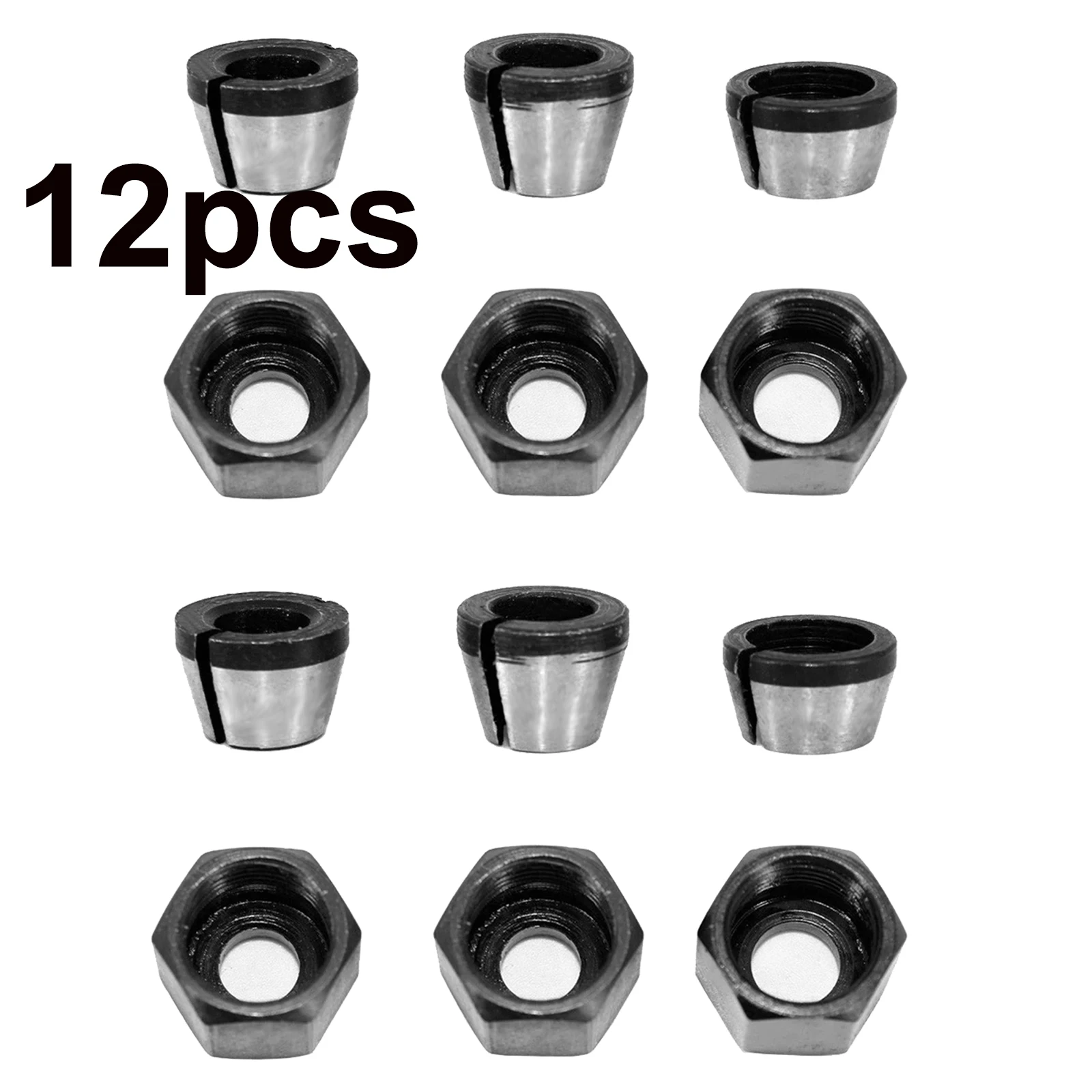 6/8/12 Stück Router-Spannzangenfutter 6mm 6,35mm 8mm Hochpräzisions-Trimmer-Spannzangenadapter für Holzbearbeitung CNC-Gravur Trimm- und Schnitzarbeiten – Detail 8