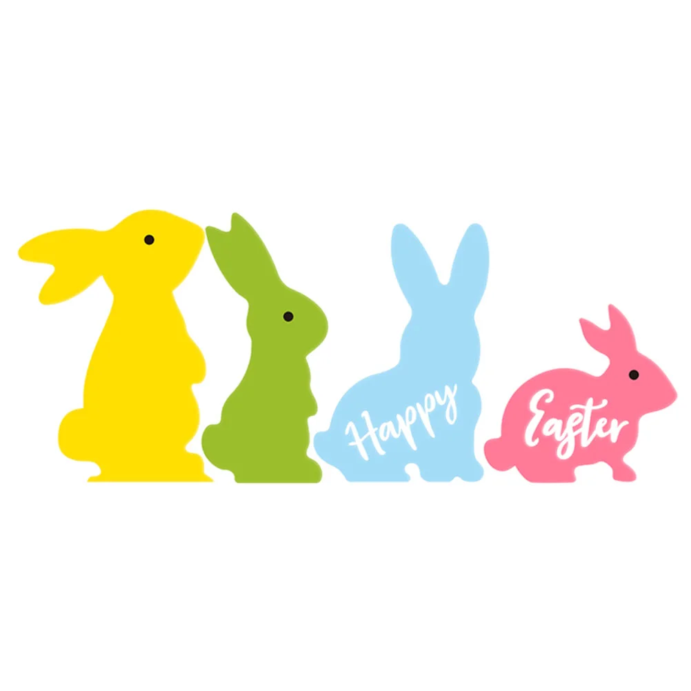 

4 Pcs Wooden Easter Bunnies Decor Set Smooth Home Desk Tray Scene Layout Adornment Rustic Farmhouse Easter Decor