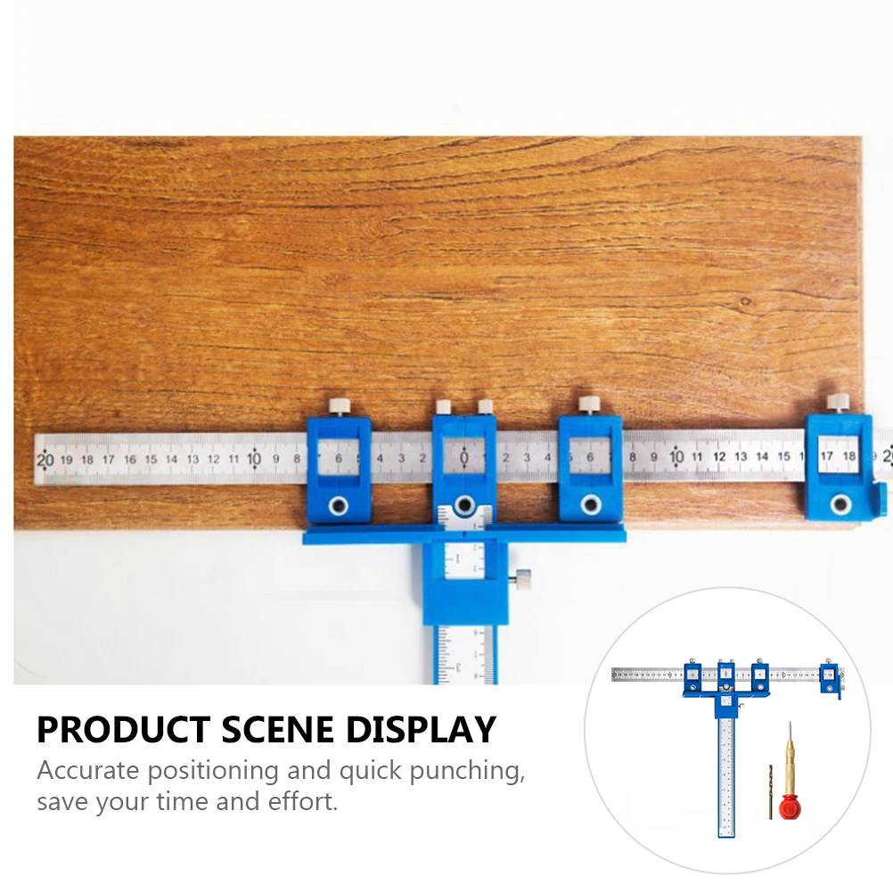

1 Set Adjustable Punch Locator With Stainless Steel Ruler Accurate Drill Guide For Woodworking Wood Doweling Jig Kit