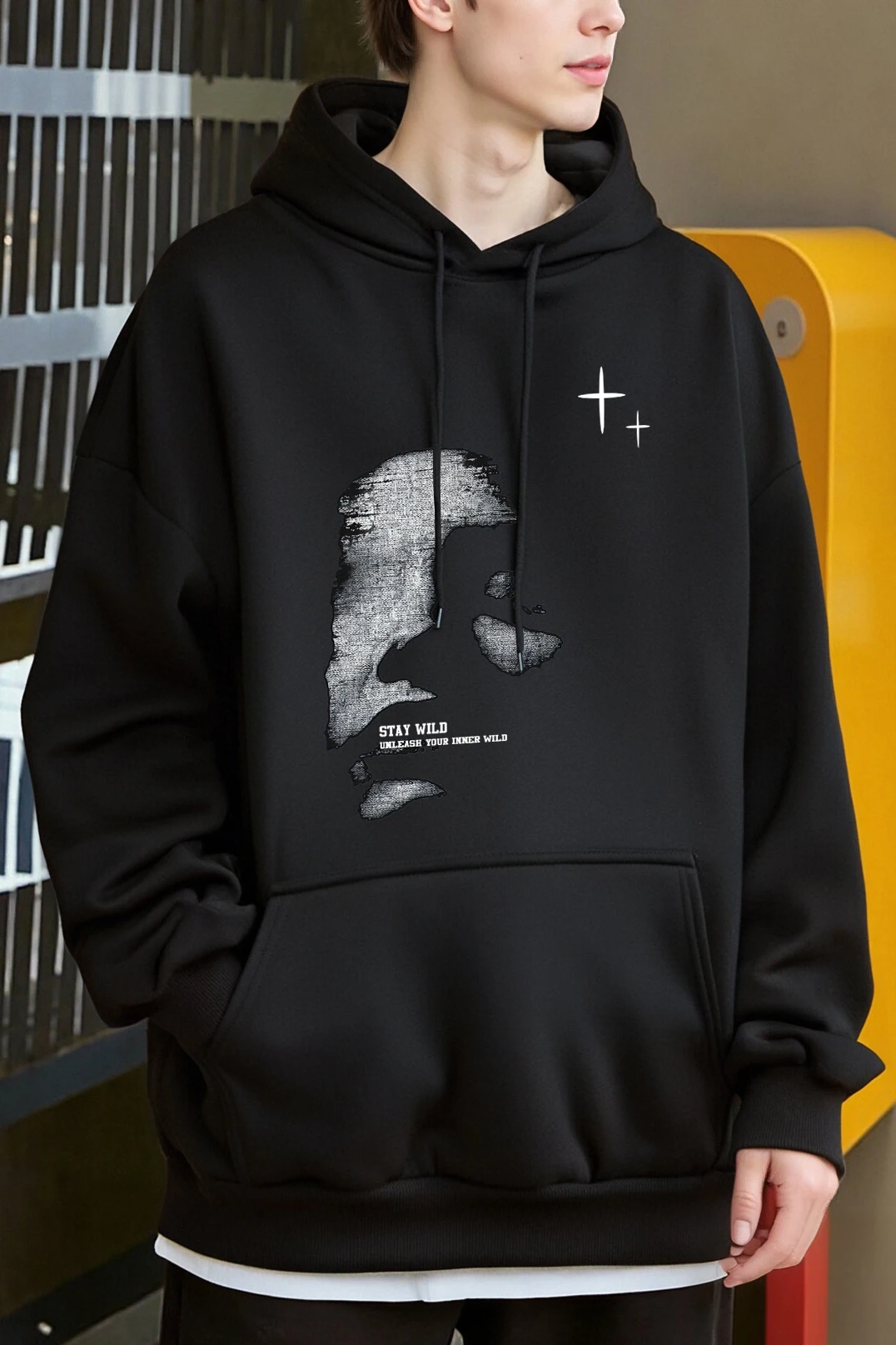 البقاء البرية أطلق العنان على المطبوعات البرية الداخلية الخاصة بك 2025 أخبار الرجال هوديي جيب الشارع الشهير عادية فضفاض هودي الصوف ملابس عصرية #1