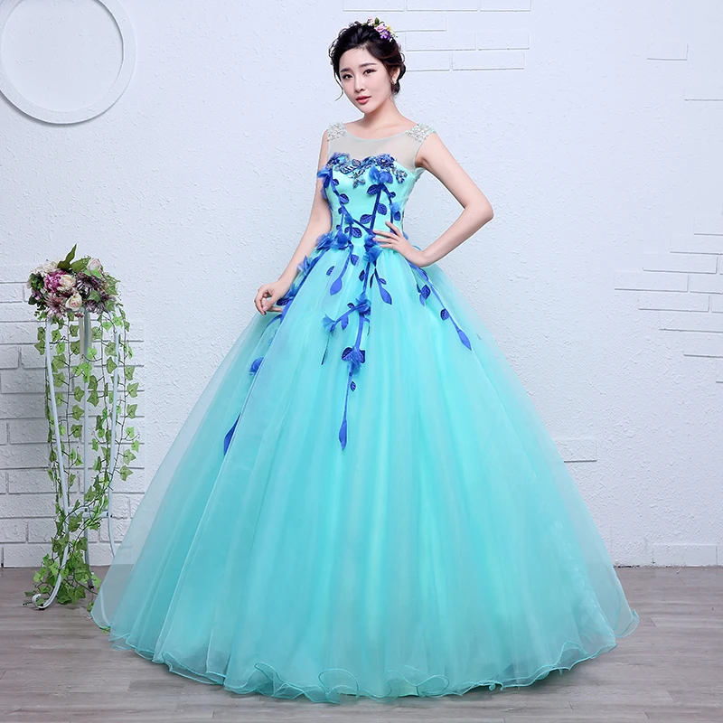 Y&M Novias Blue Quinceanera Dress  O Neck Party Dress Classic Ball Gown Robe De Ball Luxury Prom Dress Plus Size