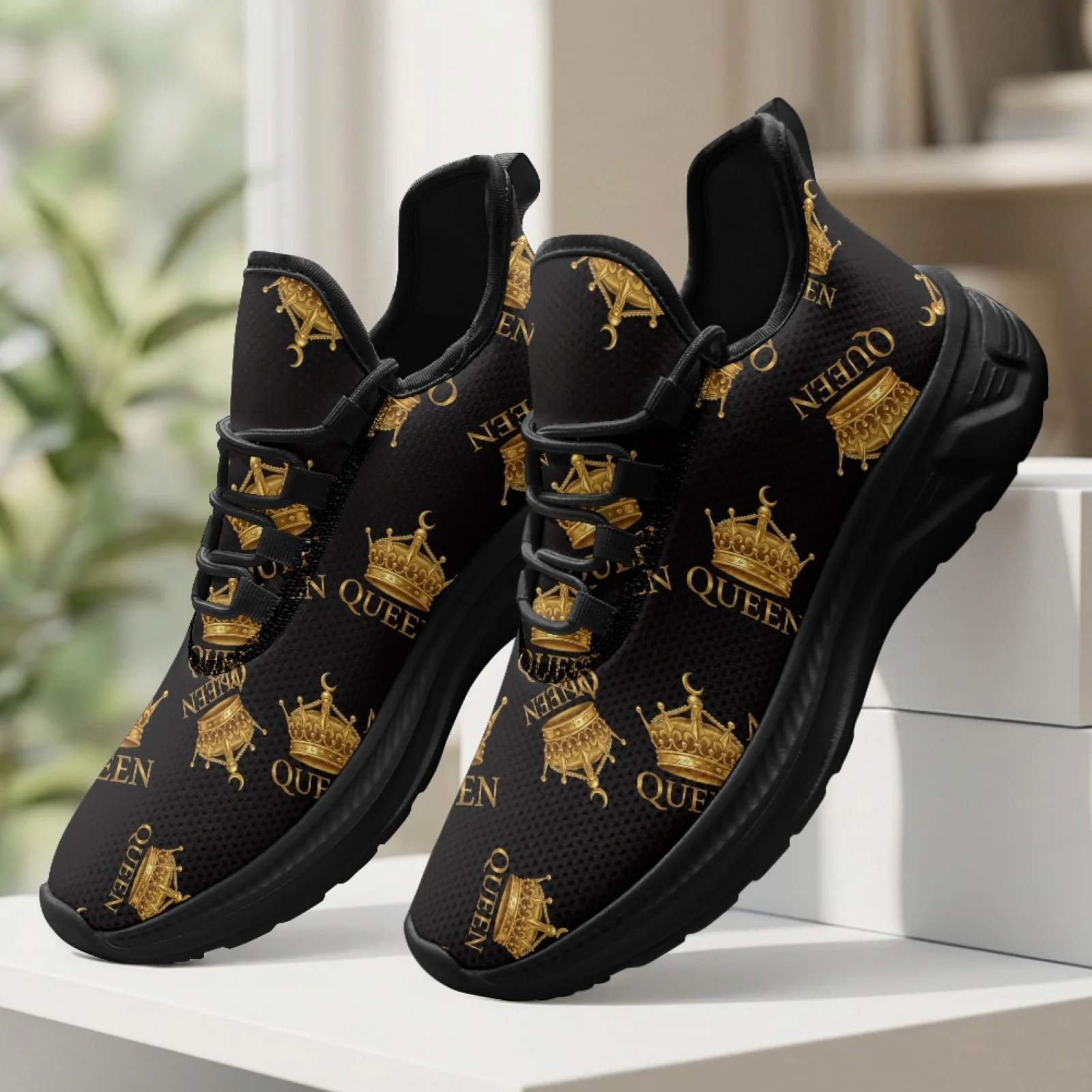 PENSTROLL Golden Queen Crown Casual Athletic Footwear, Walking Sport Shoes for Men, Slip on Breathable Non Slip Sneakers